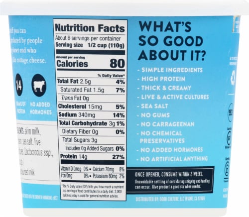 Good Culture® Low-Fat Classic Cottage Cheese Perspective: back