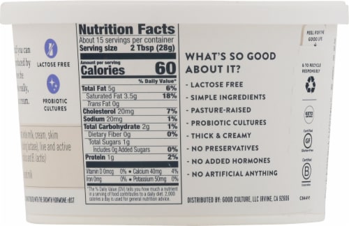 Good Culture® Lactose Free Sour Cream Perspective: back