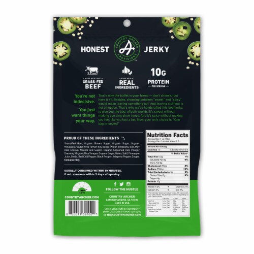 Country Archer™ Sweet Jalapeno Beef Jerky Perspective: back