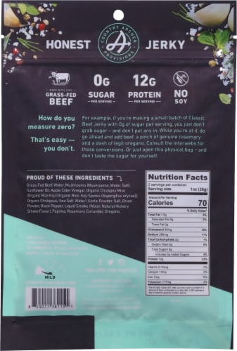 Country Archer™ Zero Sugar Classic Grass-Fed Beef Jerky Perspective: back