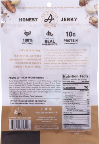 Country Archer™ Hickory Smoked Turkey Jerky Perspective: back