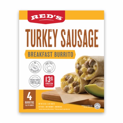 Red's Turkey Sausage Frozen Breakfast Burrito Perspective: back