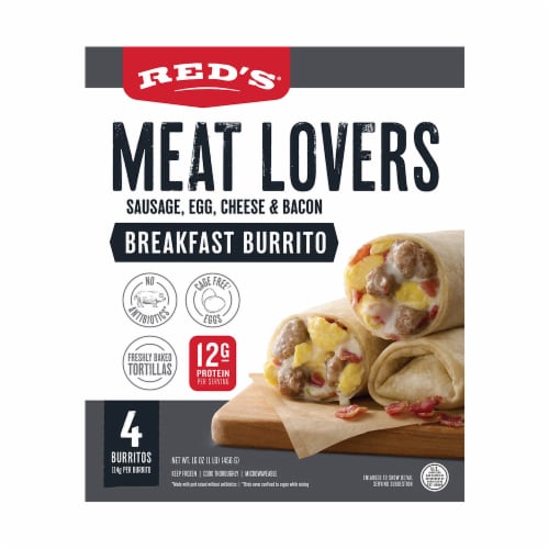 Red’s Meat Lovers Frozen Breakfast Burrito Perspective: back