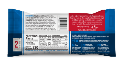 Red's® Chicken Maple Sausage Breakfast Burrito Perspective: back