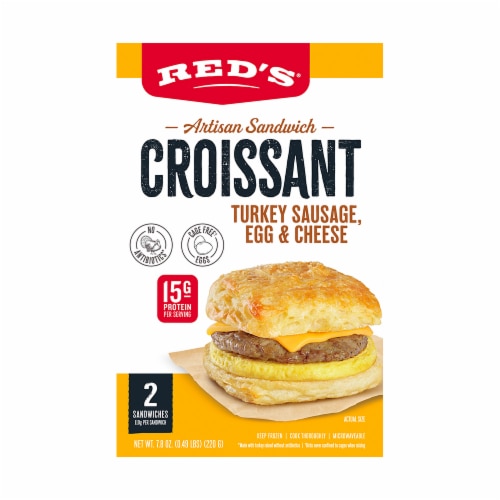 Red's Turkey Sausage Croissant Frozen Breakfast Sandwich Perspective: back