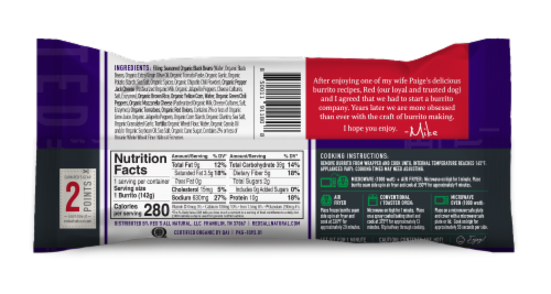 Red's® Organic Black Bean & Cheese Burrito Perspective: back