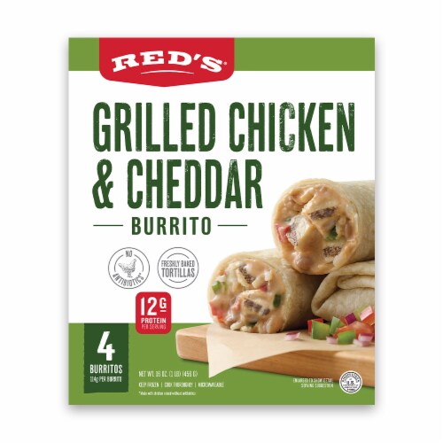 Red's Grilled Chicken & Cheddar Frozen Burrito Perspective: back
