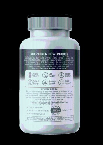 Om Mushroom Master Blend Daily Boost Capsules Perspective: back