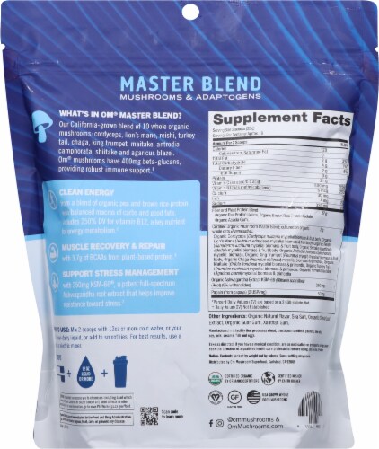 Om Mushroom Master Blend Vanilla Protein Powder Perspective: back