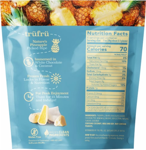 Tru Fru Pina Colada Pineapple Frozen Fresh in White Chocolate & Coconut Bag Perspective: back