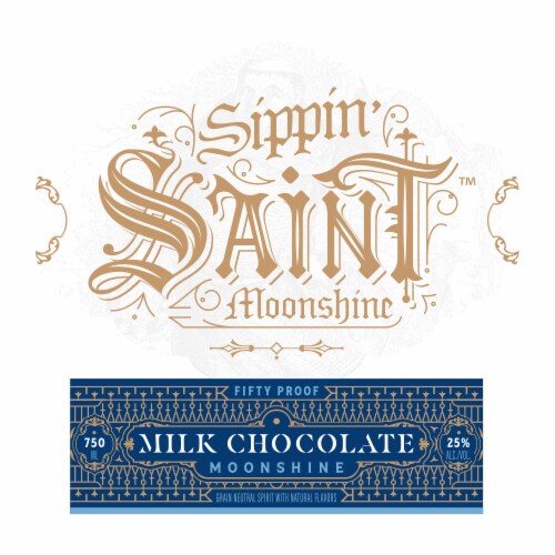 Sippin' Saint Chocolate Milk Moonshine Whiskey Perspective: back