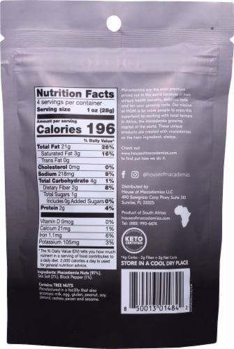 House of Macadamia Namibian Sea Salt & Cracked Pepper Nuts Perspective: back
