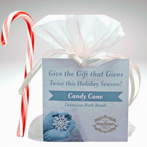 Candy Cane Bath Bomb Single Perspective: back