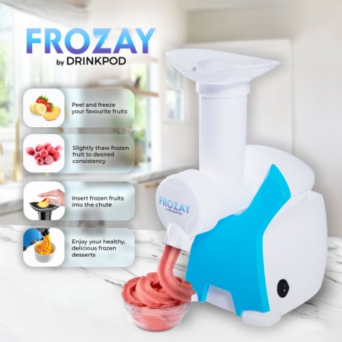 Frozay Dessert Maker 2.8 qt. Color Blue, Vegan Ice Cream & Frozen Yogurt Maker Soft Serve Des Perspective: back