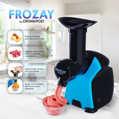 Frozay Dessert Maker 2.8 qt. Color Blue, Vegan Ice Cream & Frozen Yogurt Maker Soft Serve Des Perspective: back