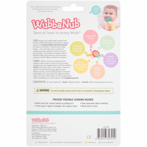 WubbaNub® Monkey Infant Pacifier Perspective: back