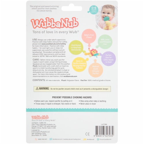 WubbaNub Giraffe Infant Pacifier Perspective: back