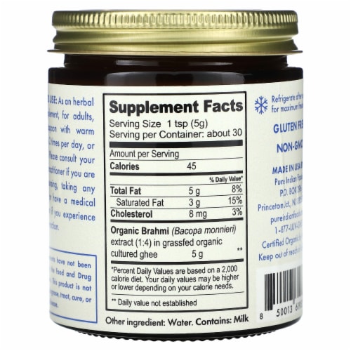 Brahmi Ayurvedic Grassfed Ghee 5.30oz Perspective: back