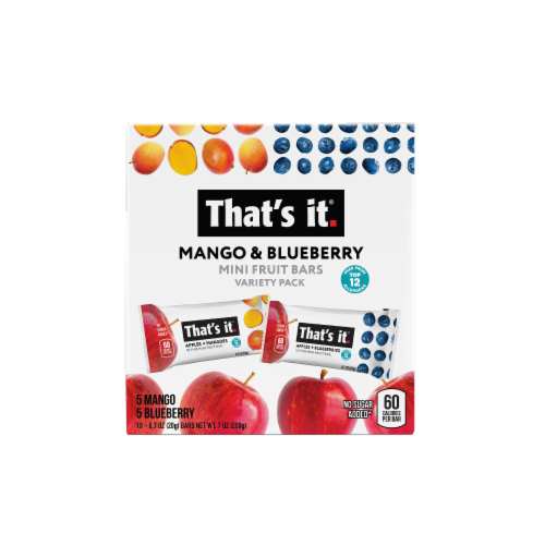 That's It Mini Fruit Bars Variety Pack Mango & Blueberry 10 Bars - 0.7 oz (20 g) Perspective: back