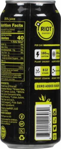 RIOT Citrus Plant Based Energy Drink Perspective: back
