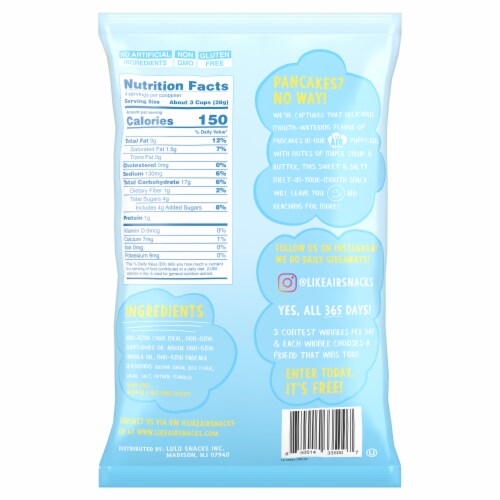Like Air® Pancake Puffcorn Chips Perspective: back