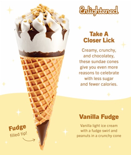 Enlightened® Ice Cream Vanilla Fudge Sundae Cones Perspective: back