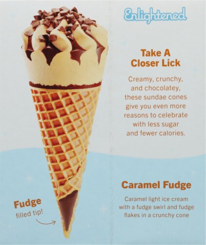 Enlightened® Ice Cream Caramel Fudge Sundae Cones Perspective: back