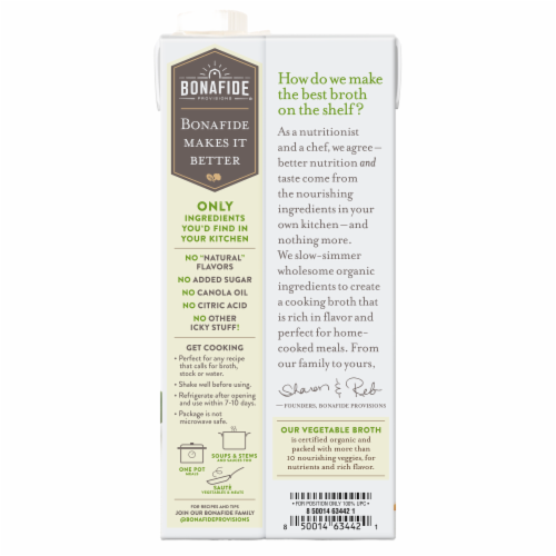 Bonafide Provisions® Organic Vegetable Broth Perspective: back