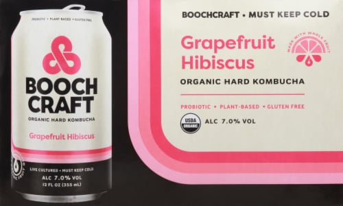 Boochcraft Grapefruit Hibiscus Kombucha Perspective: back
