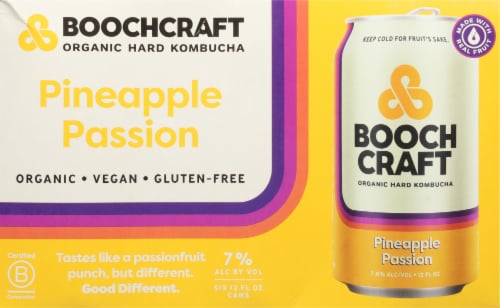 Boochcraft Orange Pomegranate Hibiscus Kombucha 6 Cans Perspective: back