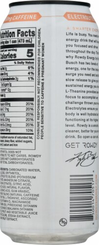 Rowdy Energy Sugar Free Peach Mango Energy Drink Perspective: back