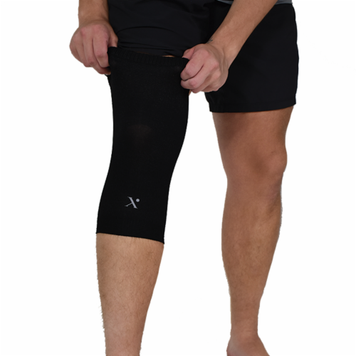 Nufabrx Pain Relieving Knee Compression Sleeve | For Men & Women | One Size Fits All Perspective: back