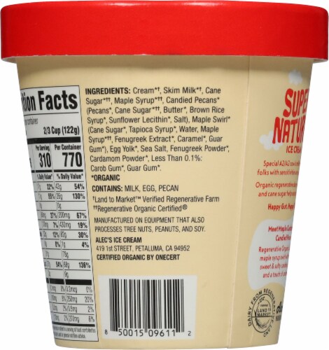Alec's® Maple Cardamom Candied Pecan Organic Ice Cream Pint Perspective: back