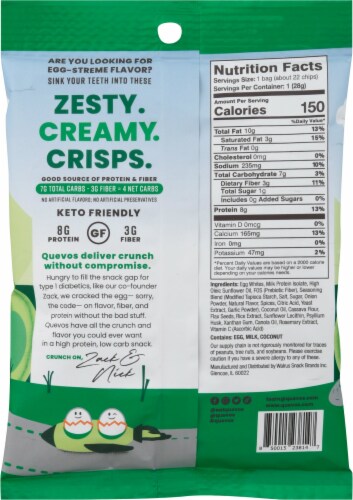Quevos® Keto Friendly Sour Cream & Onion Egg White Crisps Perspective: back