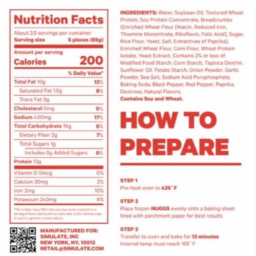 SIMULATE® Chicken Nuggs Plant-Based Nuggets Perspective: back