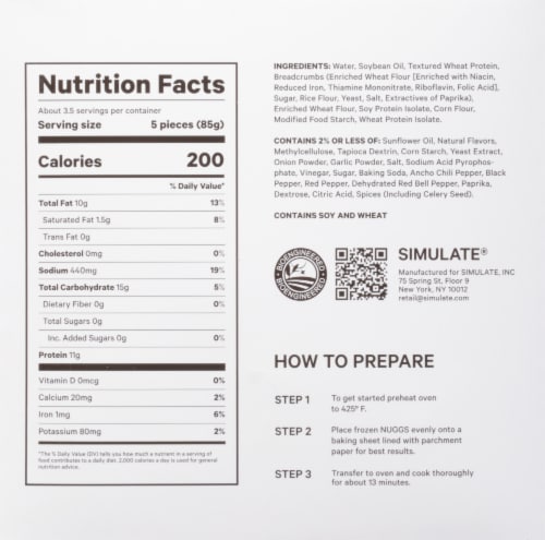 SIMULATE Spicy NUGGS Plant-Based Nuggets Perspective: back