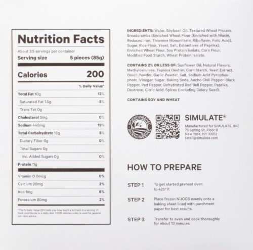 SIMULATE Spicy NUGGS Plant-Based Nuggets Perspective: back