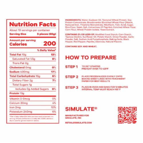 SIMULATE Nuggs Plant Based Chicken Nuggets Perspective: back