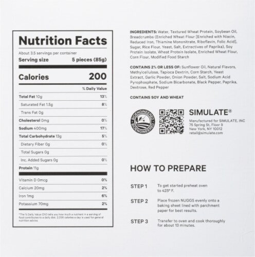 Simulate® Plant-Based Dino Nuggets Perspective: back