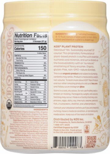 KOS Organic Vanilla Plant Protein Powder Perspective: back