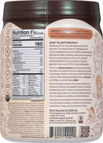 KOS® Organic Chocolate Plant Protein Powder Perspective: back