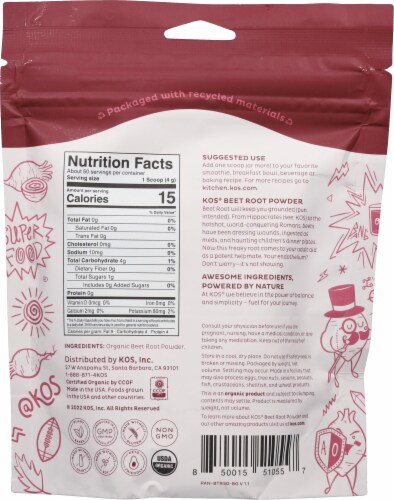 KOS® Organic Beef Root Powder Superfood Booster Perspective: back
