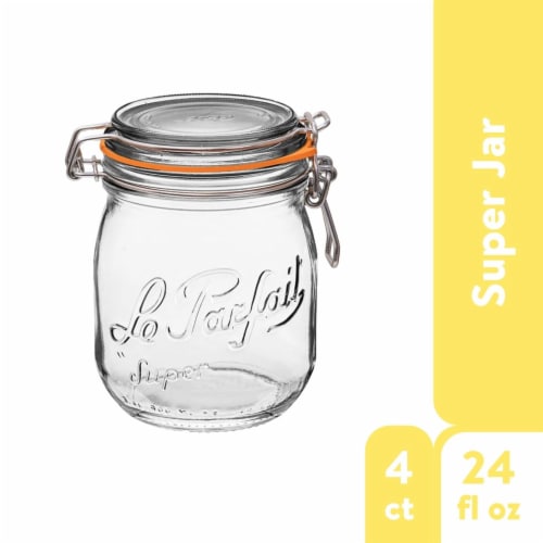 Le Parfait Super Jars – French Glass Round Jars With Airtight Lid For Canning Food Storage Perspective: back