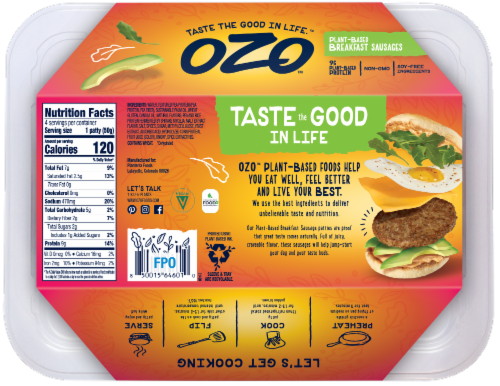 OZO Original Plant-Based Breakfast Sausage Patties Perspective: back
