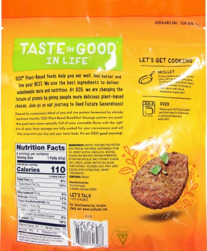 OZO Original Plant-Based Breakfast Sausage Patties Perspective: back