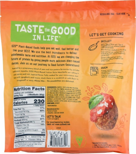 OZO Italian Style Plant Based Meatballs Perspective: back