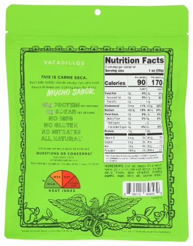Vacadillos Chile Lime Carne Seca Air Dried Beef Jerky Perspective: back