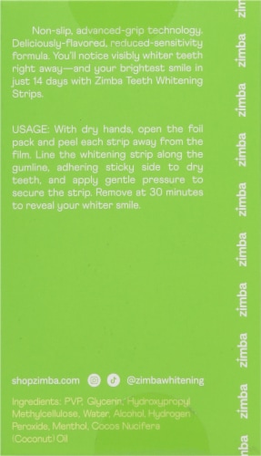 Zimba Coconut Teeth Whitening Strips Perspective: back