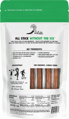 Chomps Grass-Fed and Finished Jalapeño Beef Jerky Meat Snack 8 Pack, 1.15oz Sticks Perspective: back