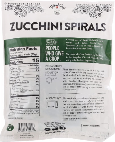 Tattooed Chef™ Gluten Free Frozen Zucchini Spirals Perspective: back